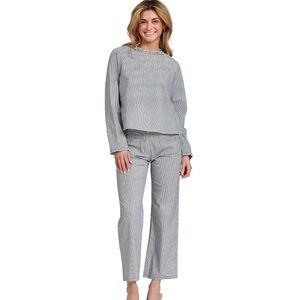 Women's Black and White Stripe Top